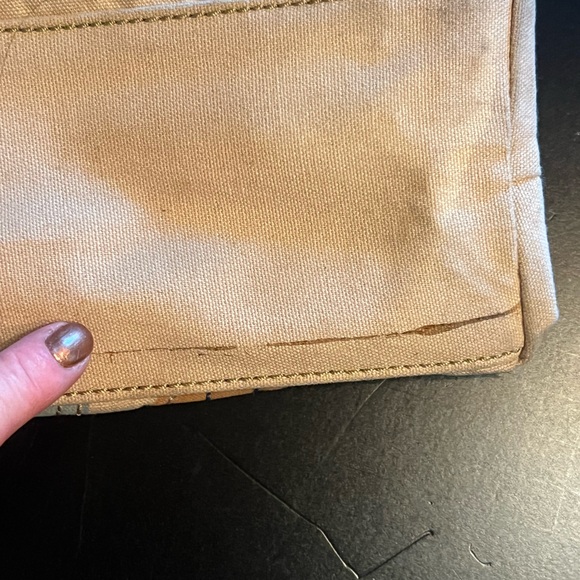 Fossil cotton canvas Boho flower bag/embellished w/beads-GUC-stains on bottom - Picture 5 of 8